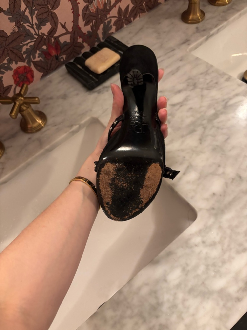 Dior Black Eyelet Slide Mules - Picture 6 of 7